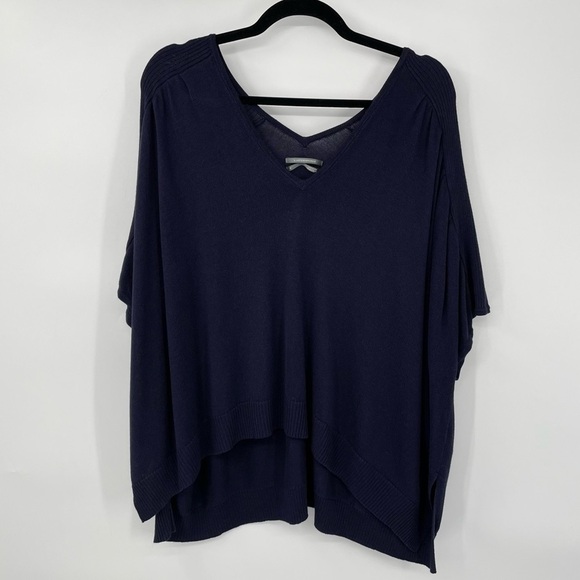 Anthropologie Sweaters - Anthropologie Navy Blue Poncho Sweater. Linen Blend